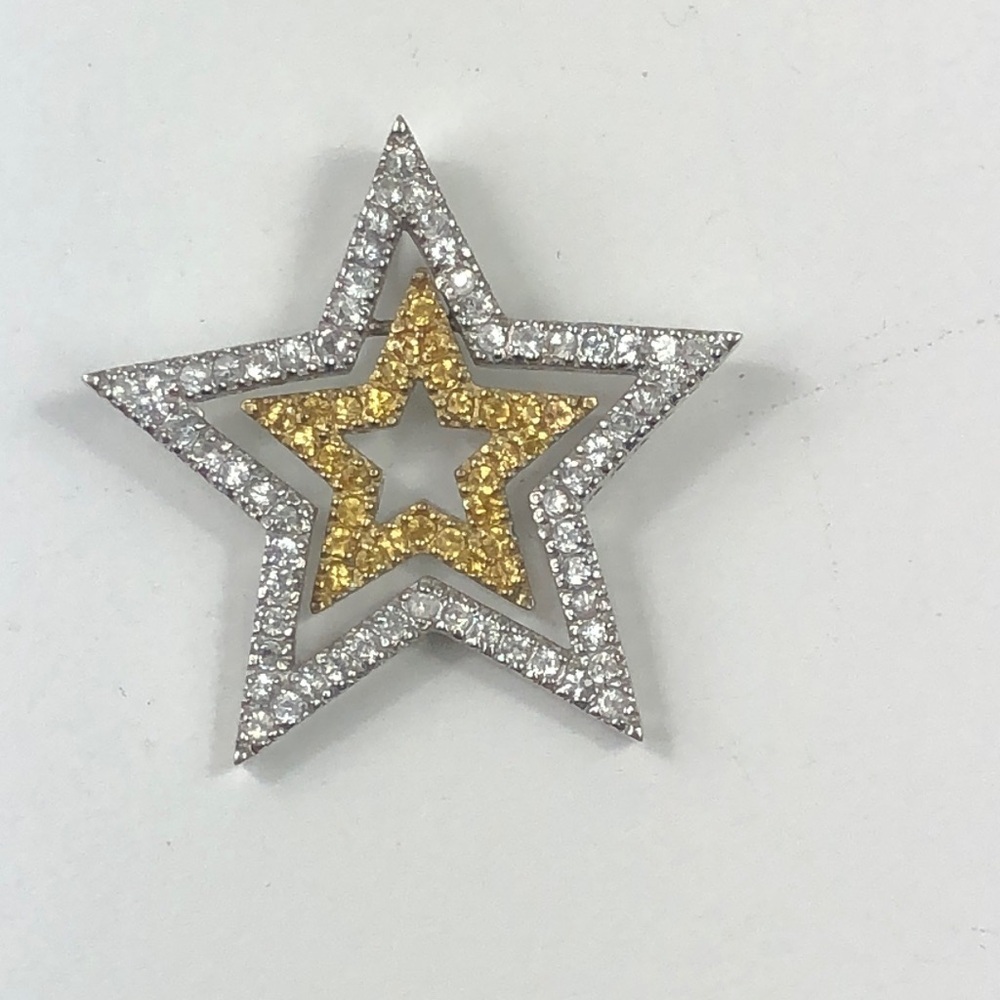 925 STERLING SILVER DIAMOND Pendant Women’s Jewelry Double Star 1.20 Ct Round